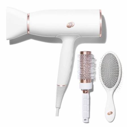 T3 Aireluxe Dryer + White & Rose Gold Brush Bundle